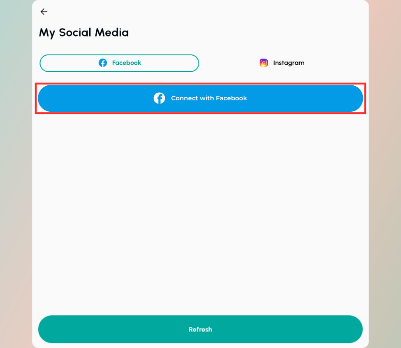 Click on Connect to Facebook