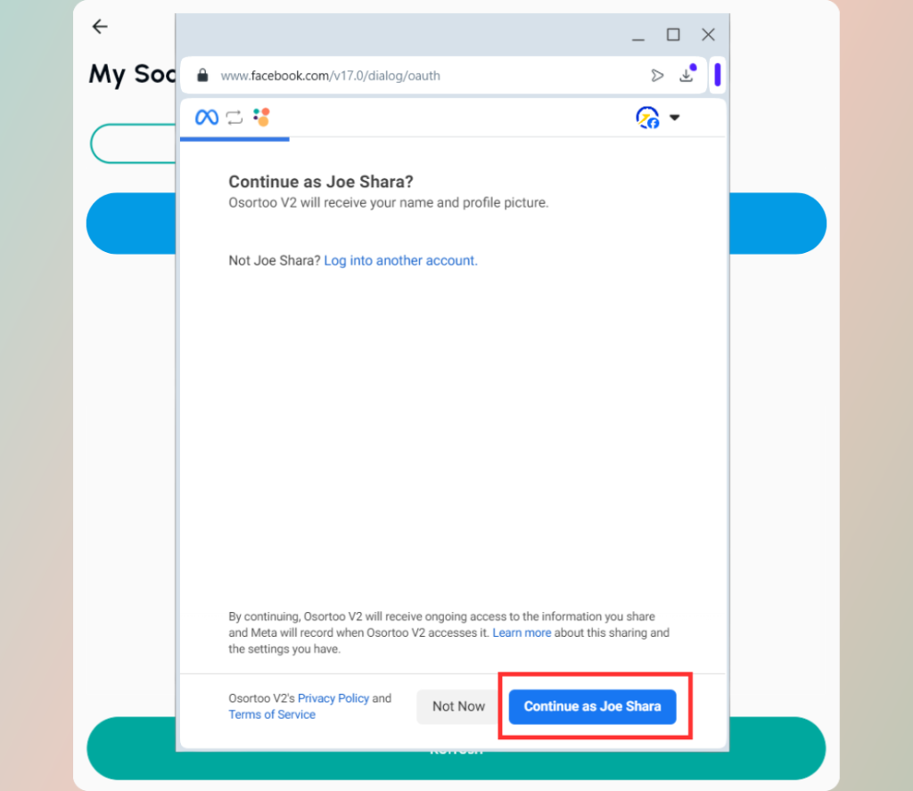 Connect to your Facebook account