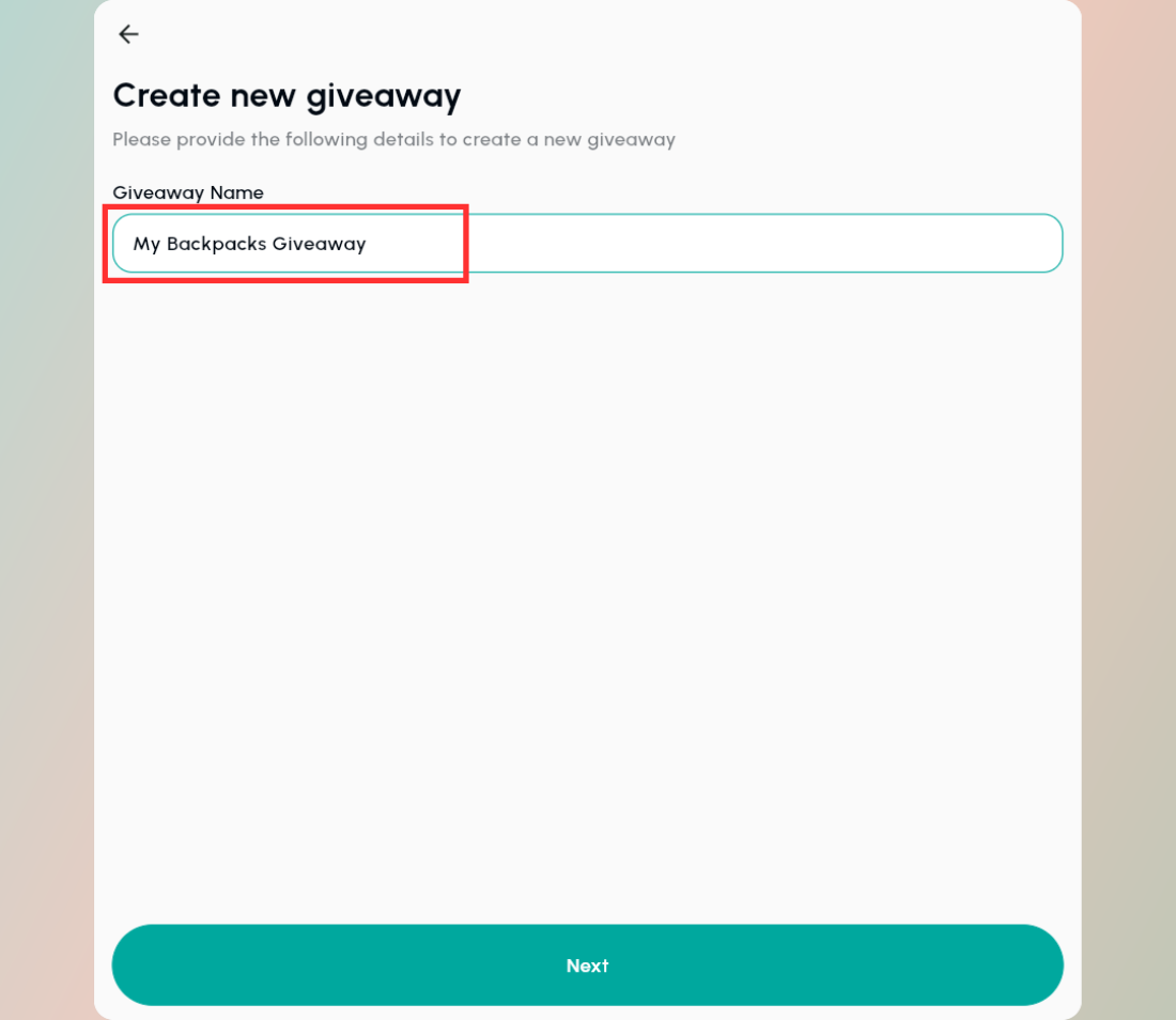 Name your Giveaway