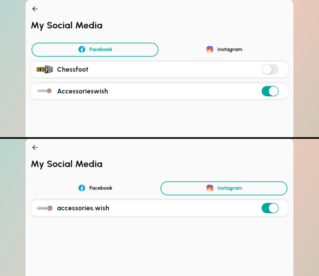 Select your Facebook / Instagram pages