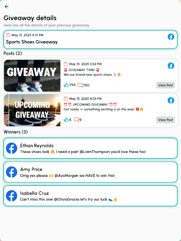 Sports Shoes Facebook Giveaway